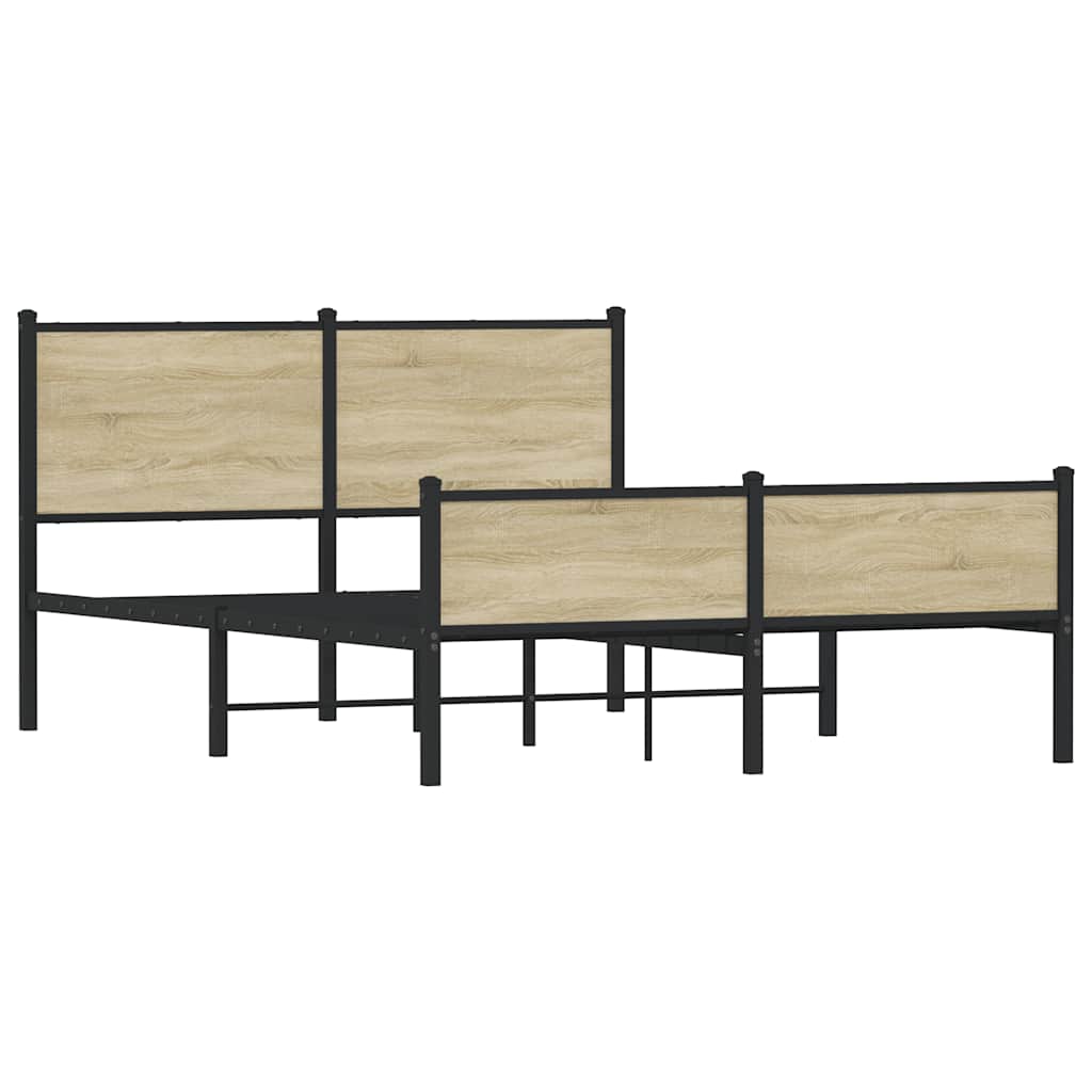 Thumbnail - vidaXL Metallbett ohne Matratze Sonoma-Eiche 140x190 cm