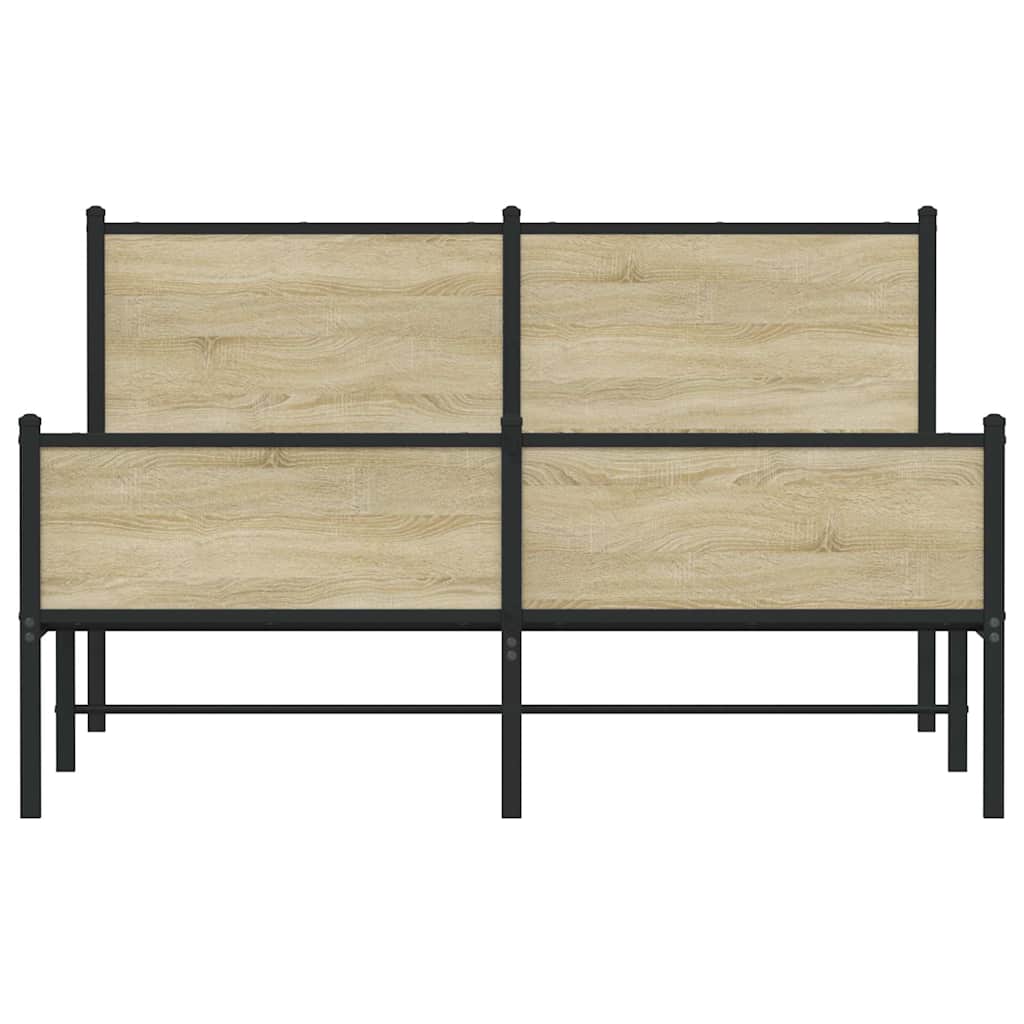 vidaXL Bedframe zonder matras metaal sonoma eikenkleurig 140x190 cm, foto 4