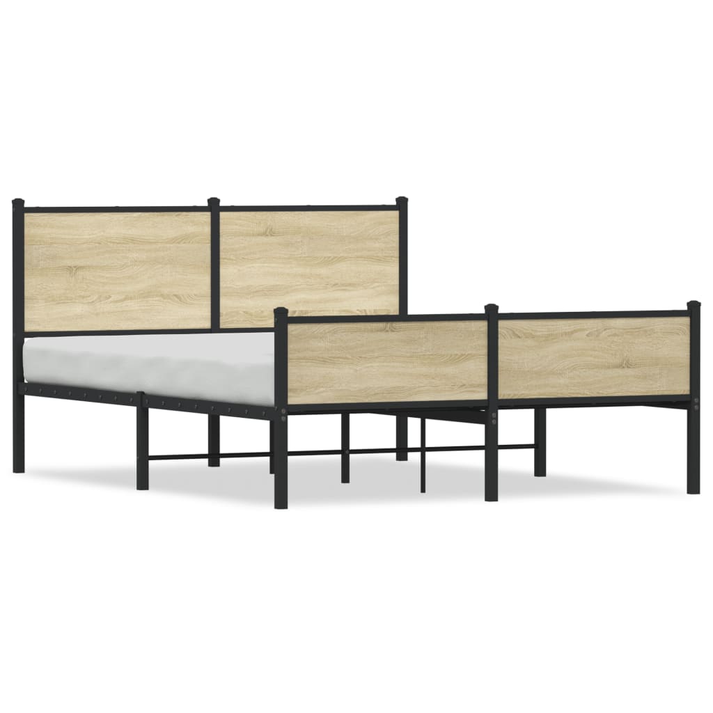 Metallbett ohne Matratze Sonoma-Eiche 140×190 cm