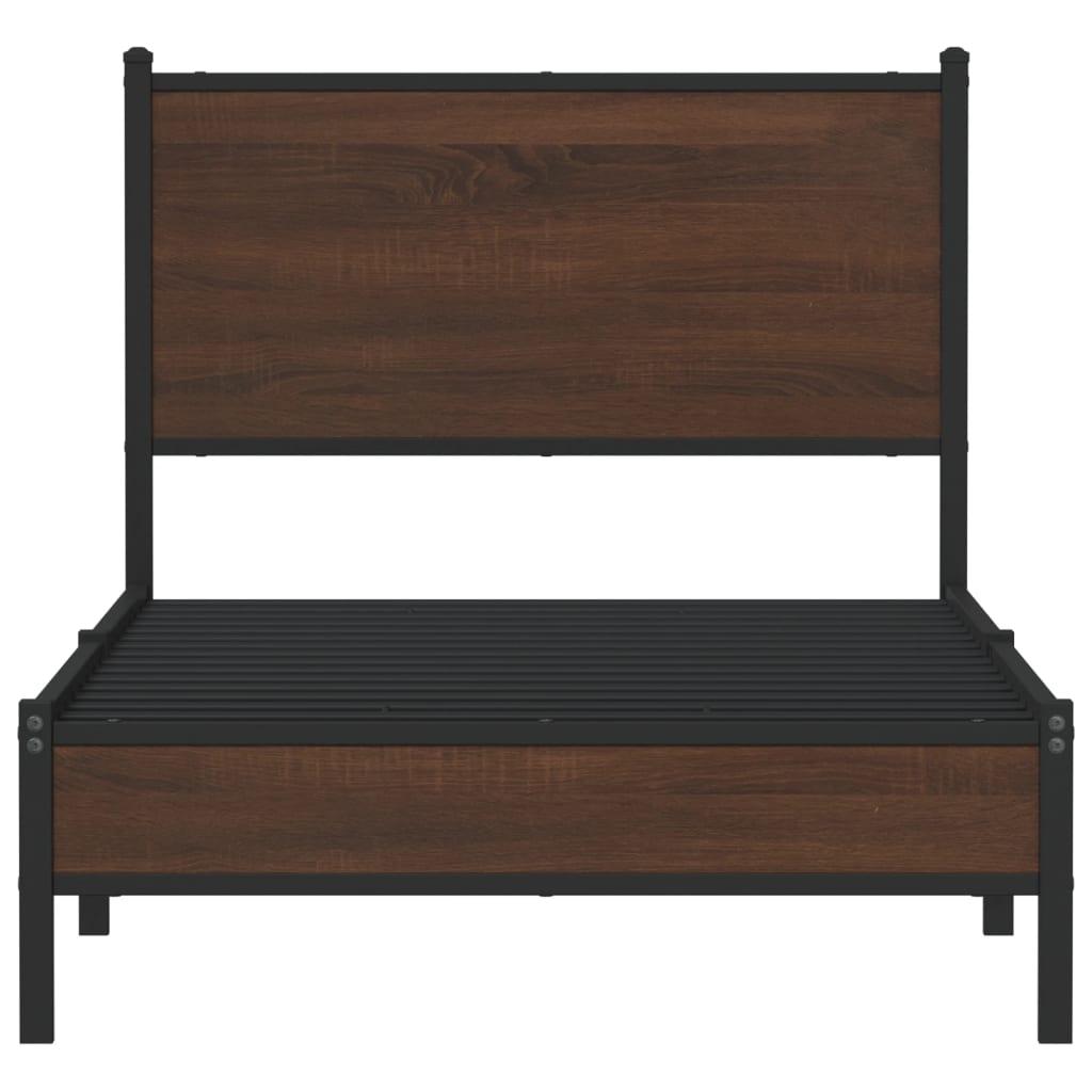 vidaXL Bedframe zonder matras metaal bruin eikenkleurig 75x190 cm, foto 4