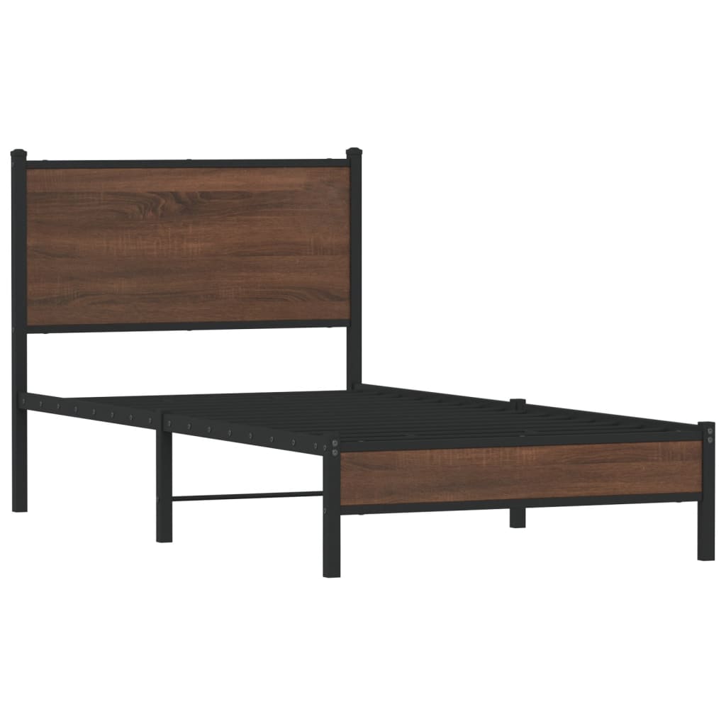 vidaXL Bedframe zonder matras metaal bruin eikenkleurig 90x200 cm afbeelding