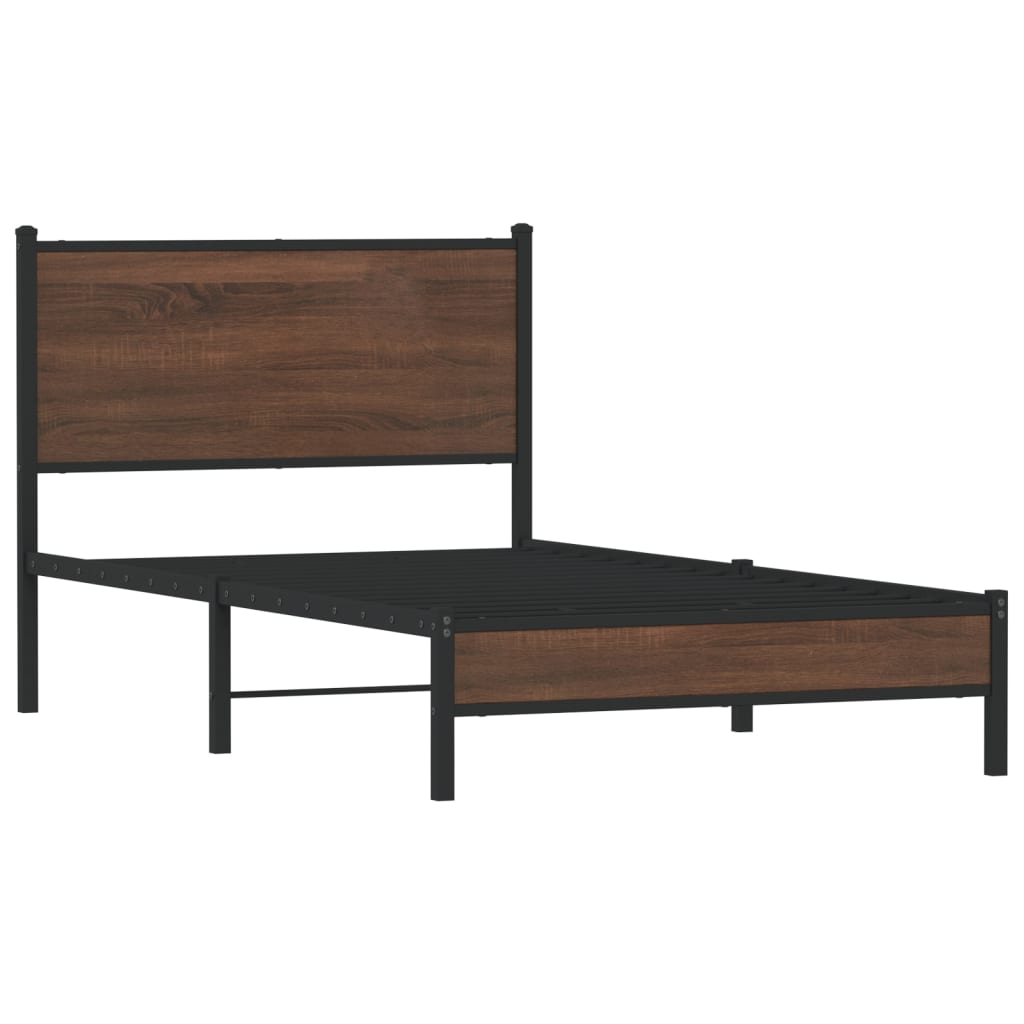 vidaXL Bedframe zonder matras metaal bruin eikenkleurig 100x190 cm afbeelding