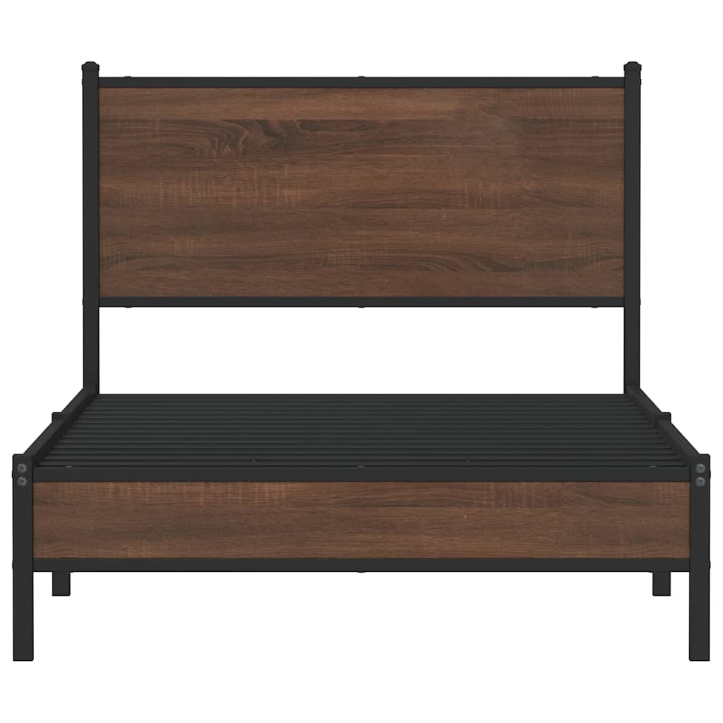 vidaXL Bedframe zonder matras metaal bruin eikenkleurig 100x200 cm, foto 4