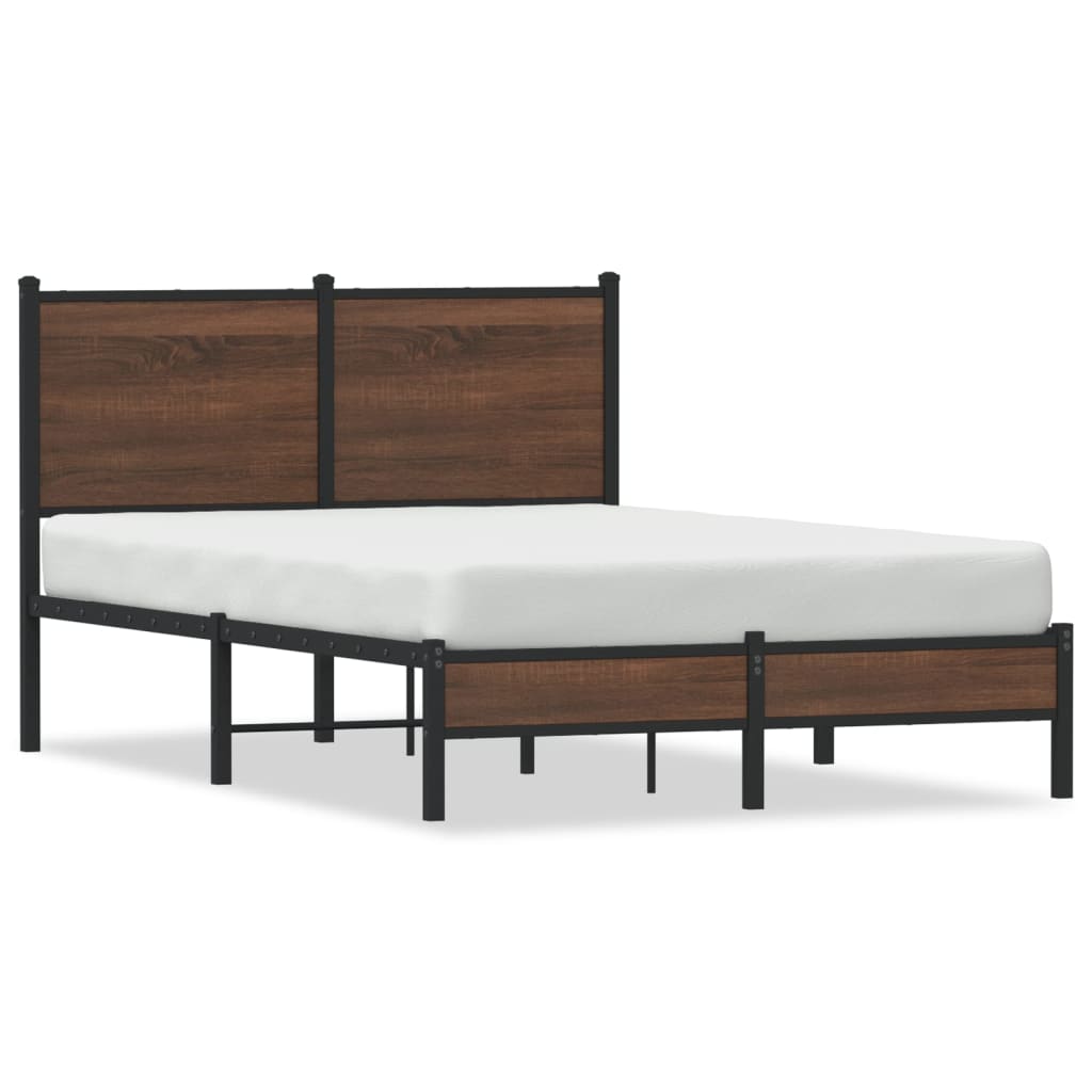 vidaXL Cadru pat metalic cu tăblie, stejar maro, 120x190 cm