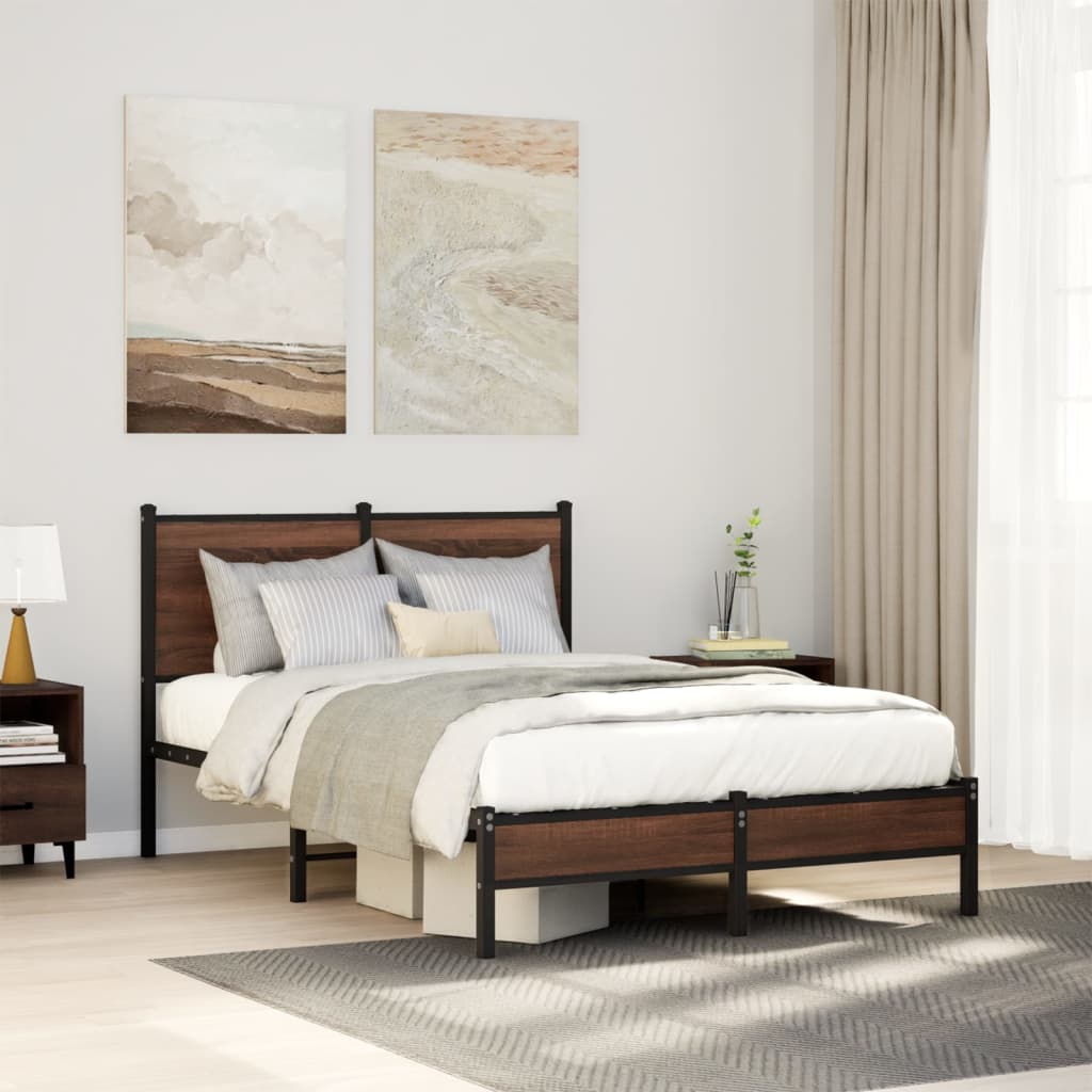 Sengeramme Uden Madras Etræ Brun Eg - med sengegavl og lavt fodgærde / 120 x 200 cm