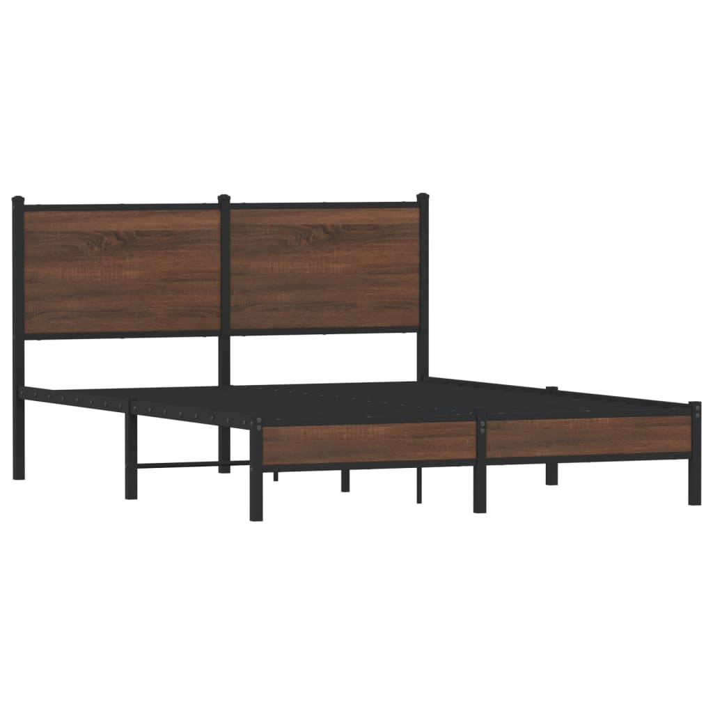 Thumbnail - vidaXL Metallbett ohne Matratze Braun Eichen-Optik 140x200 cm