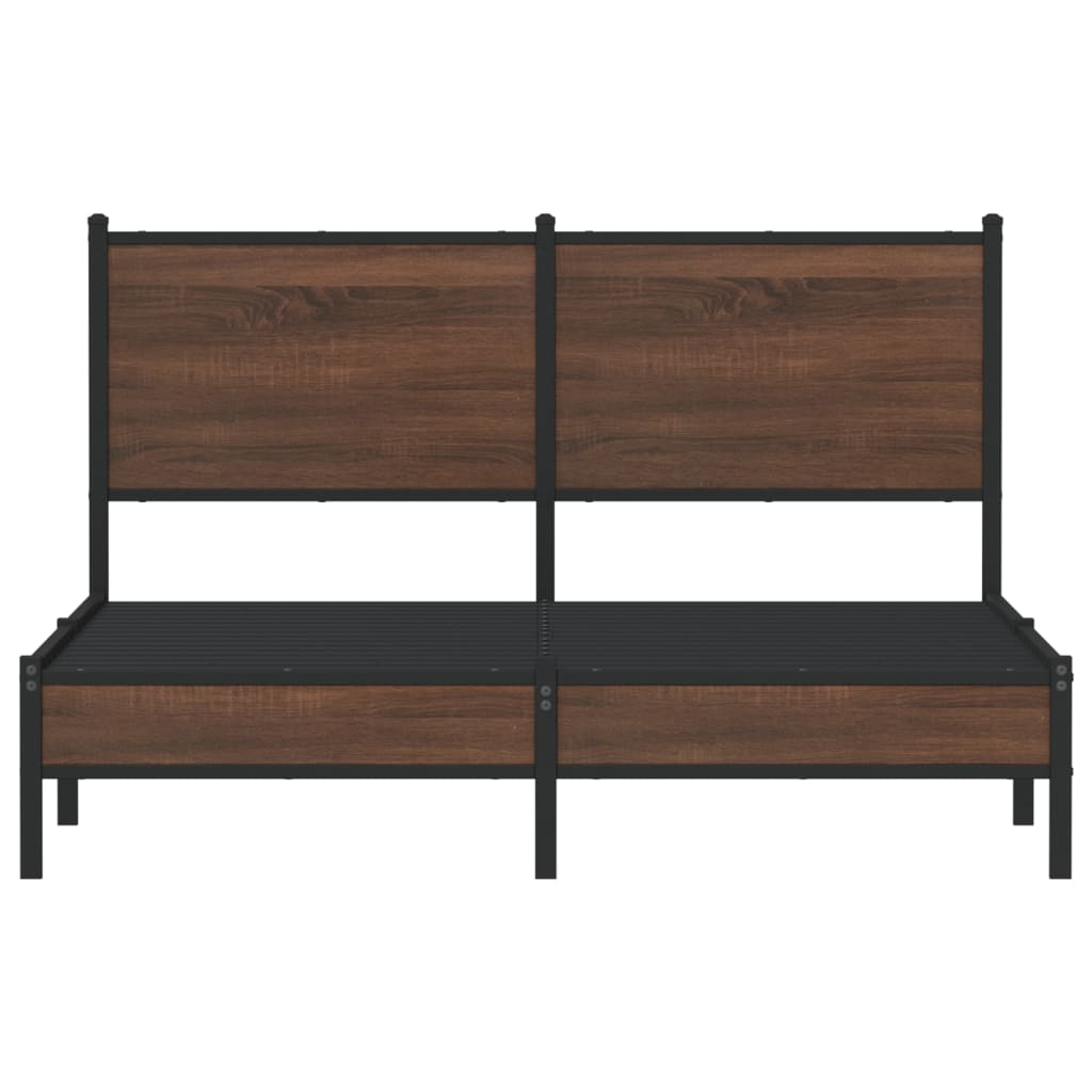 vidaXL Bedframe zonder matras metaal bruin eikenkleurig 150x200 cm, foto 4
