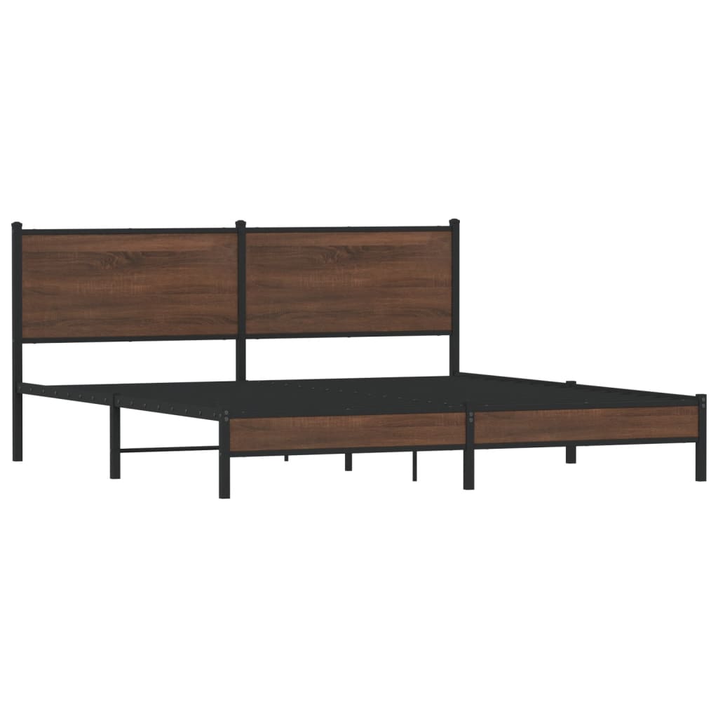 vidaXL Bedframe zonder matras metaal bruin eikenkleurig 160x200 cm afbeelding