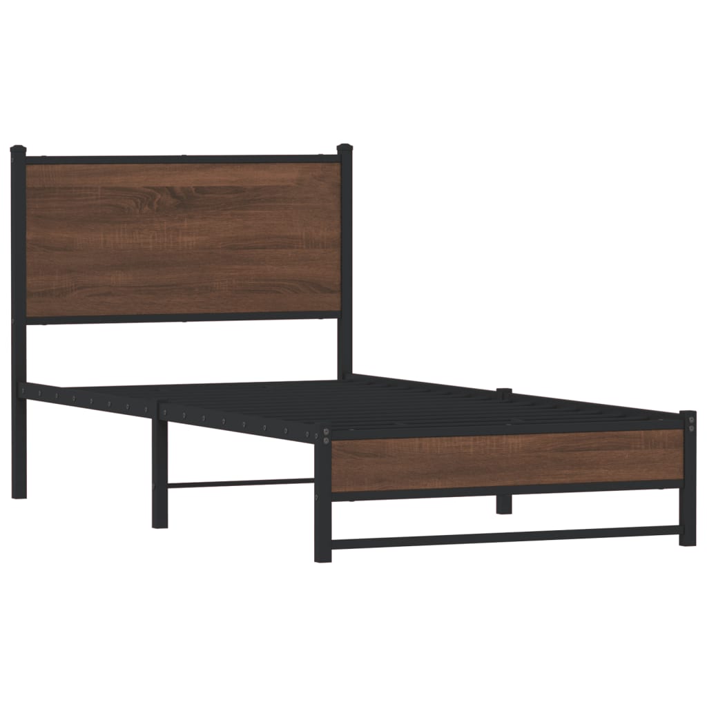 vidaXL Bedframe zonder matras metaal bruin eikenkleurig 90x190 cm, foto 2