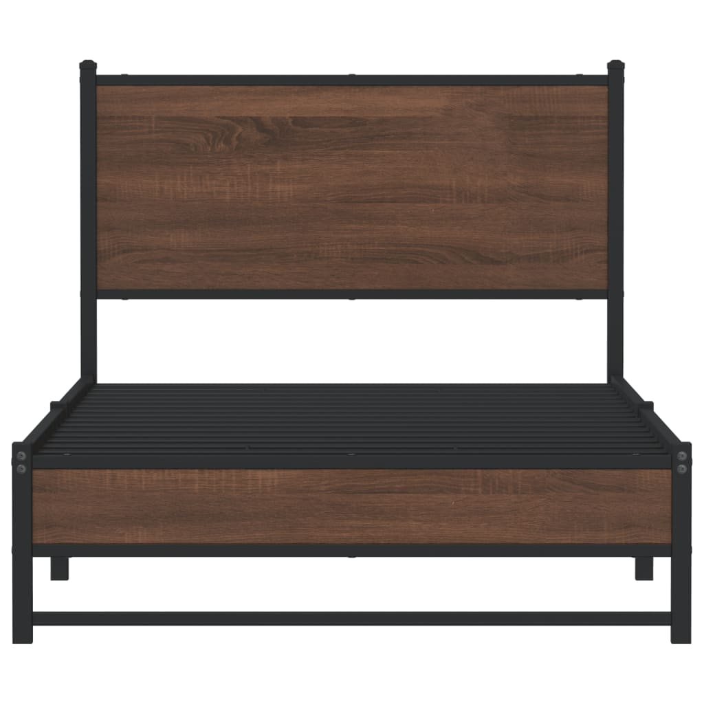 vidaXL Bedframe zonder matras metaal bruin eikenkleurig 107x203 cm, foto 4