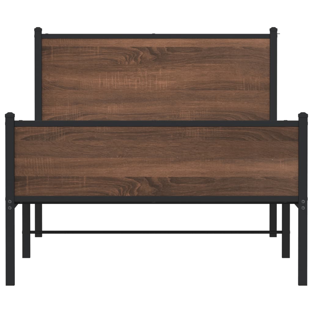 vidaXL Bedframe zonder matras metaal bruin eikenkleurig 100x190 cm, foto 4