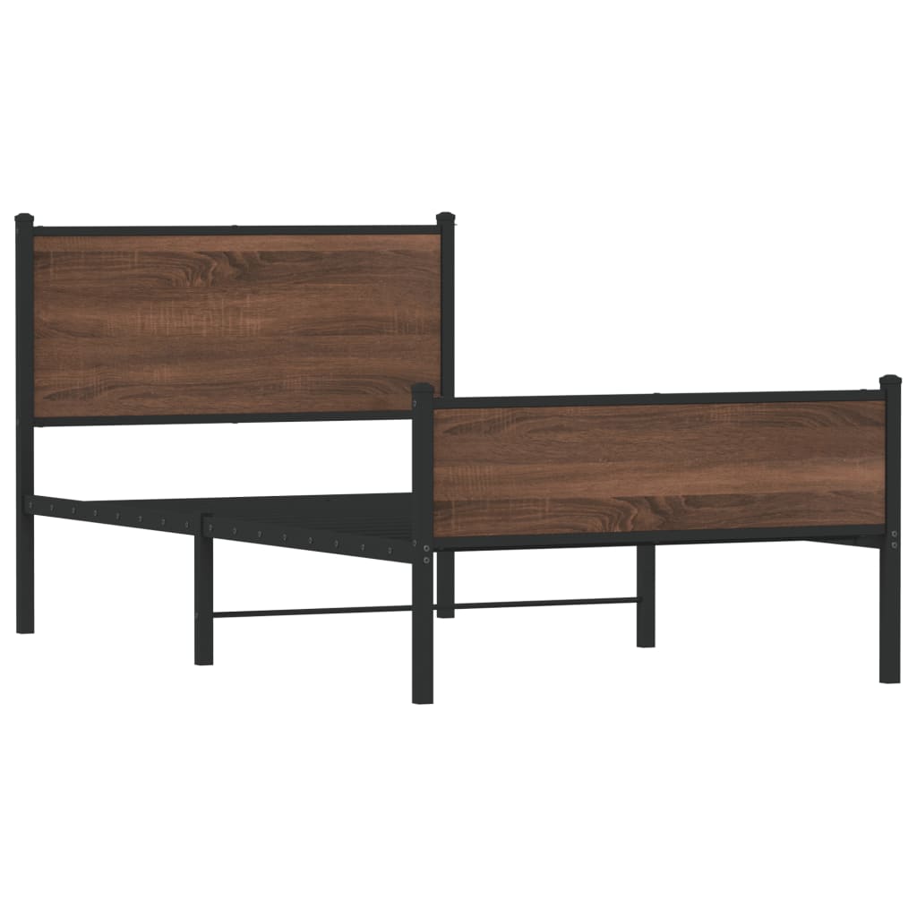 Thumbnail - vidaXL Metallbett ohne Matratze Eichen-Optik 107x203 cm