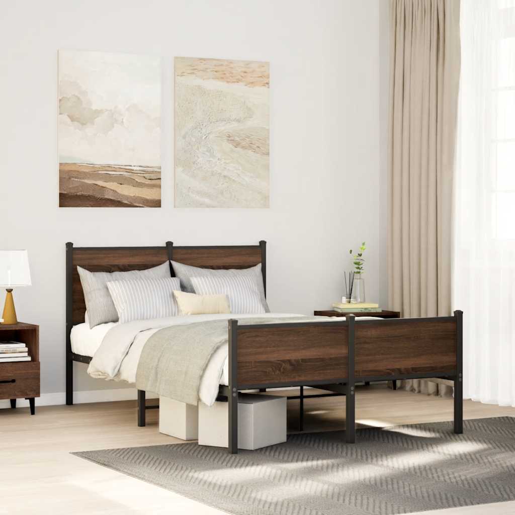 Sengeramme Uden Madras Etræ Brun Eg - med sengegavl og højt fodgærde / 120 x 190 cm