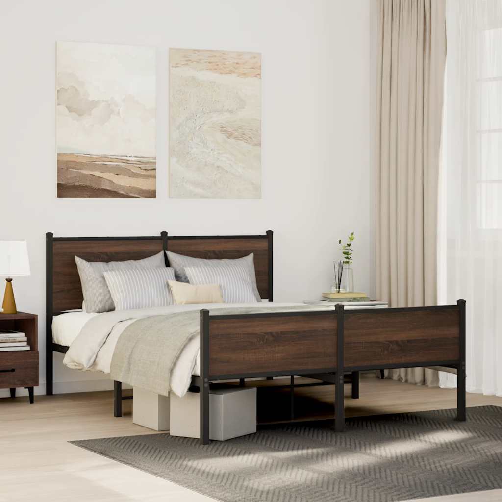 Sengeramme Uden Madras Etræ Brun Eg - med sengegavl og højt fodgærde / 137 x 190 cm