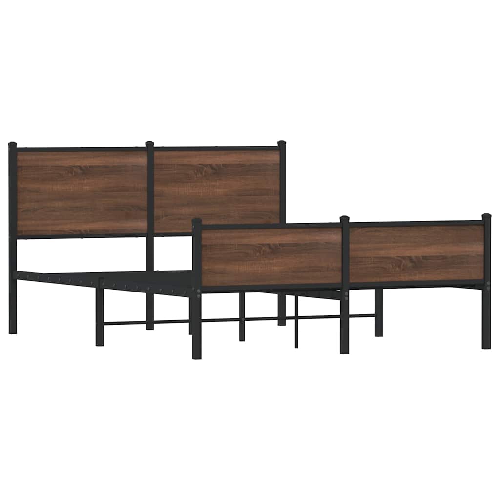 vidaXL Bedframe zonder matras metaal bruin eikenkleurig 140x190 cm, foto 2