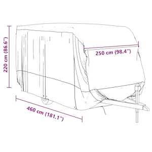 Krycí plachta na karavan šedá 460x250x220 cm netkaná textilie - obrázek 11