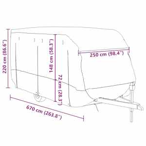 Krycí plachta na karavan šedá 670x250x220 cm netkaná textilie - obrázek 11