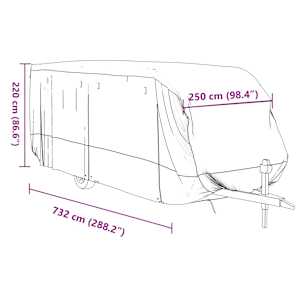 Krycí plachta na karavan šedá 732x250x220 cm netkaná textilie - obrázek 11