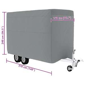 Plachta pro přívěs na koně šedá 376x168x240 cm netkaná textilie - obrázek 10