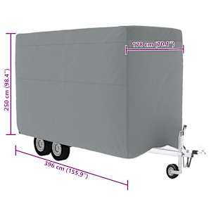 Plachta pro přívěs na koně šedá 396x178x250 cm netkaná textilie - obrázek 10