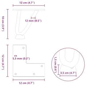 Nohy na konferenční stolek ve tvaru vlásenky 4 ks černé 10 cm masivní ocel - obrázek 10