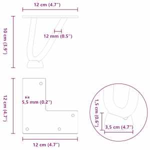 Nohy na konferenční stolek ve tvaru vlásenky 4 ks antracitové 10 cm masivní ocel - obrázek 10