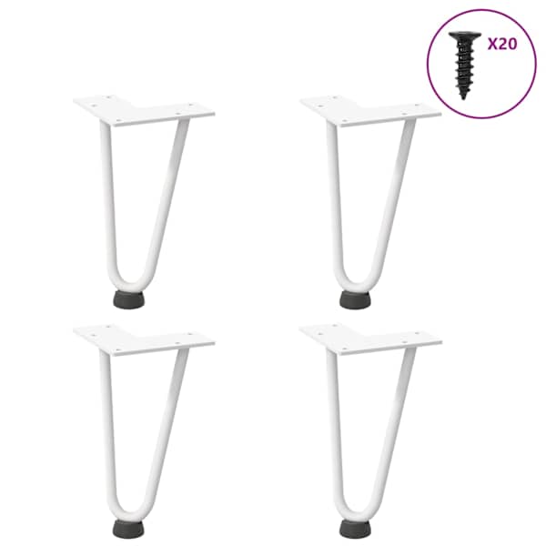 vidaXL juuksen&otilde;eljalad kohvilauale, 4 tk, valged, 20 cm, t&auml;isteras