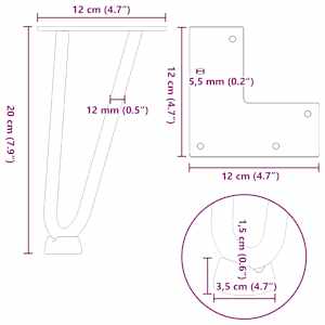Nohy na konferenční stolek ve tvaru vlásenky 4 ks antracitové 20 cm masivní ocel - obrázek 10