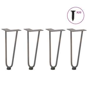 Nohy na konferenční stolek ve tvaru vlásenky 4 ks, přírodní ocel, 30 cm, masivní ocel - obrázek 1
