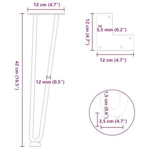 Nohy na konferenční stolek ve tvaru vlásenky 4 ks antracitové 42 cm masivní ocel - obrázek 10