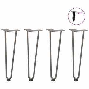 Nohy na konferenční stolek ve tvaru vlásenky 4 ks, přírodní ocel, 42 cm, masivní ocel - obrázek 1