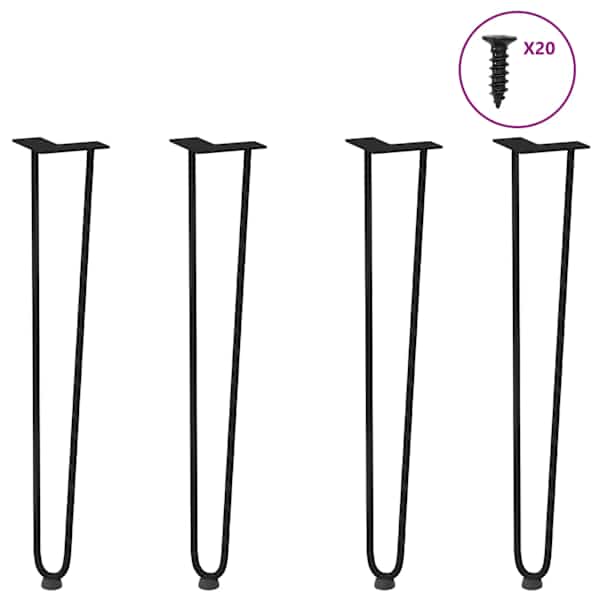 vidaXL konsoollaua juuksen&otilde;eljalad 4 tk, mustad, 72 cm, t&auml;isteras