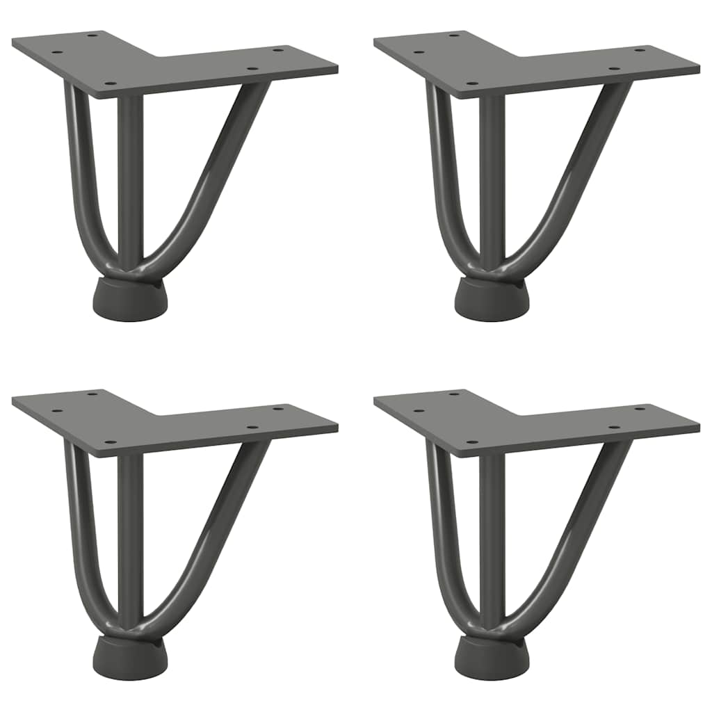 vidaXL Haarspeld tafelpoten 4 st 10 cm massief staal antracietkleurig afbeelding