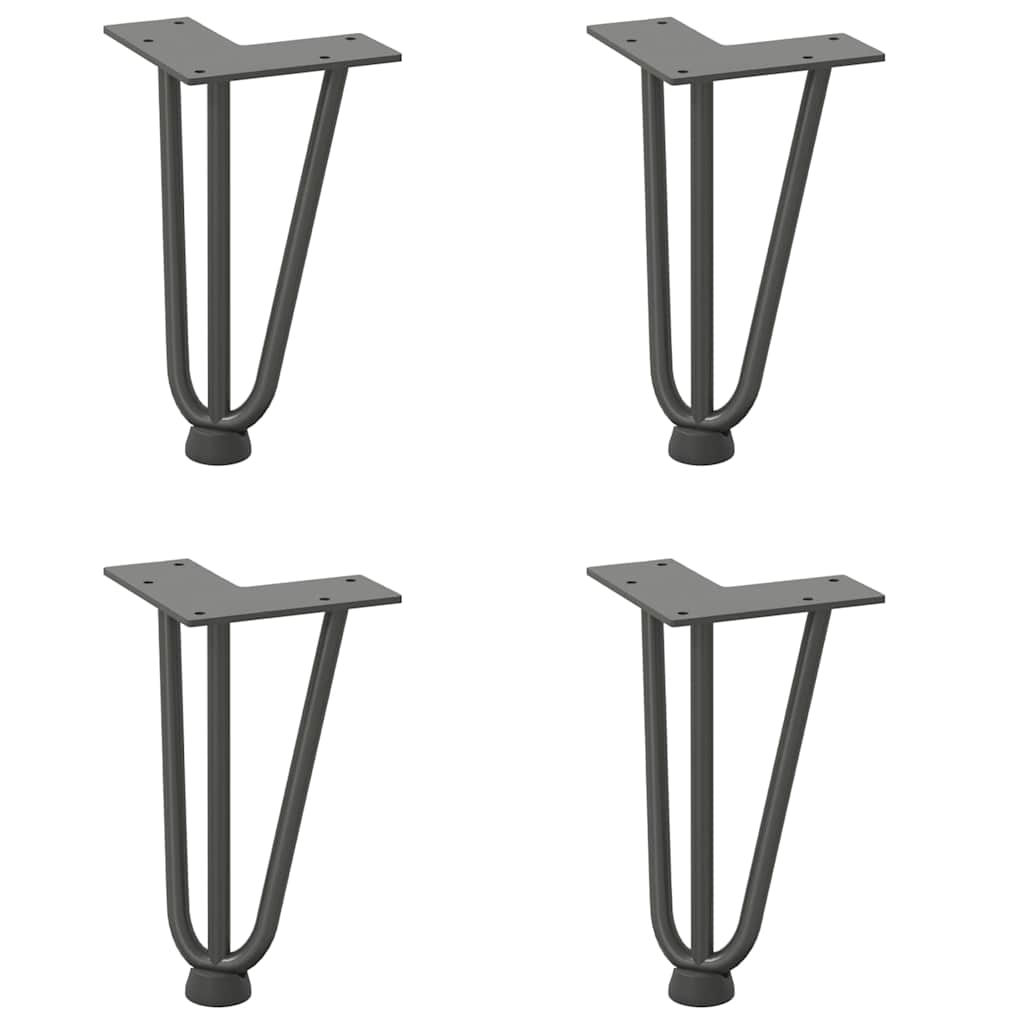 vidaXL Haarspeld tafelpoten 4 st 20 cm massief staal antracietkleurig afbeelding