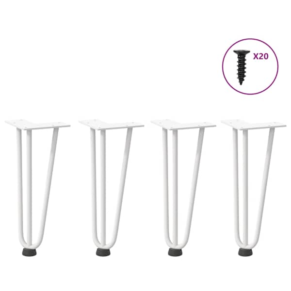vidaXL juuksen&otilde;eljalad kohvilauale, 4 tk, valged, 30 cm, t&auml;isteras