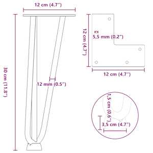 Nohy na konferenční stolek ve tvaru vlásenky 4 ks bílé 30 cm masivní ocel - obrázek 10