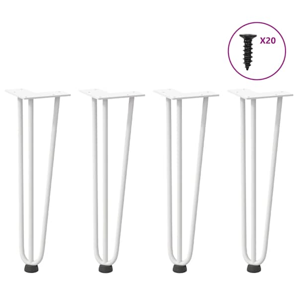 vidaXL juuksen&otilde;eljalad kohvilauale, 4 tk, valged, 42 cm, t&auml;isteras