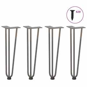 Nohy na konferenční stolek ve tvaru vlásenky 4 ks, přírodní ocel, 42 cm, masivní ocel - obrázek 1