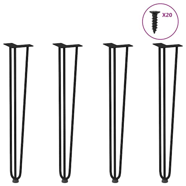 vidaXL konsoollaua juuksen&otilde;eljalad 4 tk, mustad, 72 cm, t&auml;isteras
