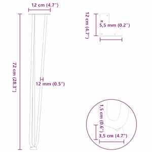 vlásenkové nohy pro konzolové stolky 4 ks bílé 72 cm masivní ocel - obrázek 10