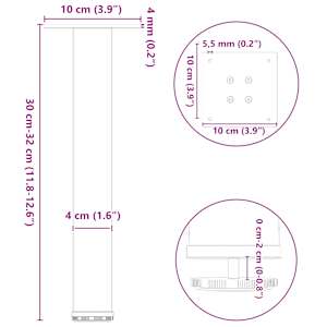 Nohy ke konferenčnímu stolku 4 ks bílé 30-32 cm ocelové - obrázek 10
