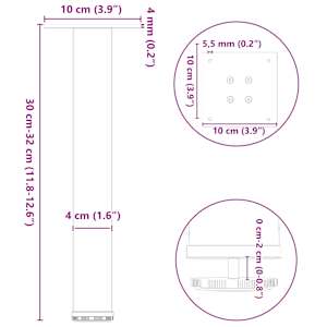 Nohy konferenčního stolku 4 ks přírodní ocel 30-32 cm ocel - obrázek 10