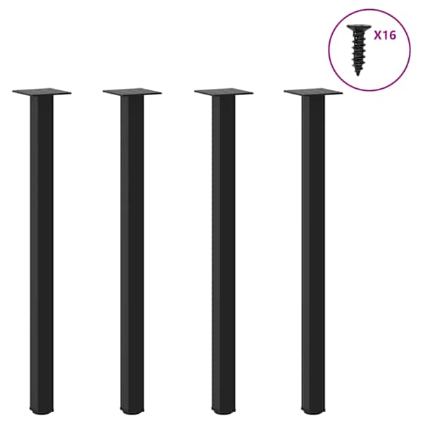 vidaXL konsoollaua jalad 4 tk mustad, 72&ndash;74 cm, teras