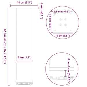 Nohy konferenčního stolku 4 ks antracitové 42-44 cm ocelové - obrázek 10