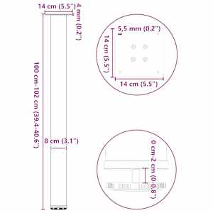 Nohy barového stolu 4 ks přírodní ocel 100–102 cm ocel - obrázek 10