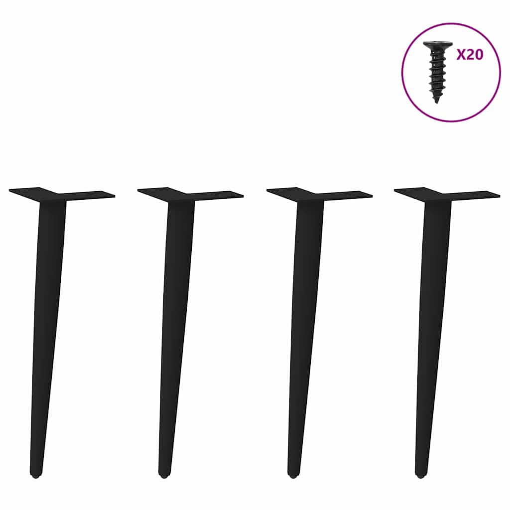 Thumbnail - vidaXL Couchtischbeine Konische Form 4 Stk. Schwarz 42-43 cm Stahl