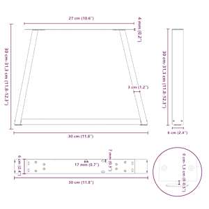 Nohy konferenčního stolku ve tvaru V, 2 ks, přírodní ocel, 30 x (30-31,3) cm, ocel - obrázek 11