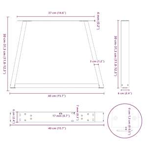 Nohy konferenčního stolku ve tvaru V 2 ks antracitové 40 x (30-31,3) cm ocelové - obrázek 10