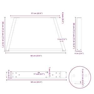 Nohy konferenčního stolku ve tvaru V, 2 ks, přírodní ocel, 60 x (30-31,3) cm, ocel - obrázek 11