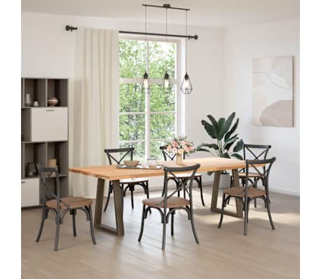vidaXL Spisebordben V-formet 2 stk naturst&aring;l 60 x (72-73,3) cm st&aring;l